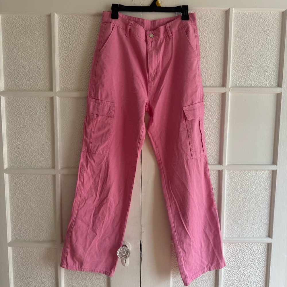 SHEIN Bubblegum Pink Cargo Trousers L large